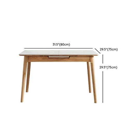 1/2/5/6/7ピース拡張可能な長方形ダイニングセット焼結ストーントップ木製テーブルセット