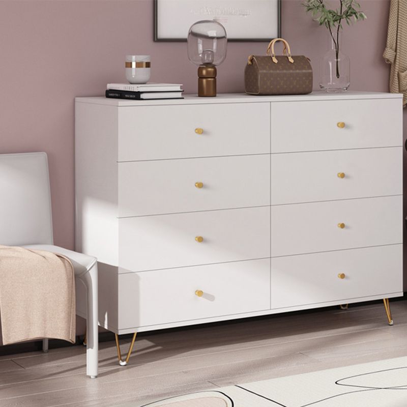 White Contemporary Accent Chest Rectangle Accent Cabinet with Drawers, Scratch Resistant