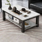 Rectangular Glass 4 Legs Coffee Cocktail Table with Storage Shelf Clearhalo 'Coffee & Accent Tables' 'Coffee Tables' 'coffee_tables' 'furn' 'furn_coffee_tables' 'Furniture' 'Living Room Furniture' 1200x1200_b084c426-ef0b-4511-b044-8c177dc572b0