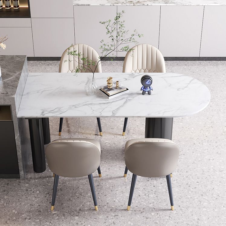 Free Form White Dining Table Sintered Stone Table Contemporary with 3 Legs Clearhalo ' dining_table' 'Dining Tables & Seating' 'Dining Tables' 'Furniture' 'furniture_dining_table' 'Kitchen & Dining Furniture' 'kitchen&dining_furn' 'kitchen' 'kitchen_dining_table' 1200x1200_b086a458-1c94-425f-8544-5e2da975b29b