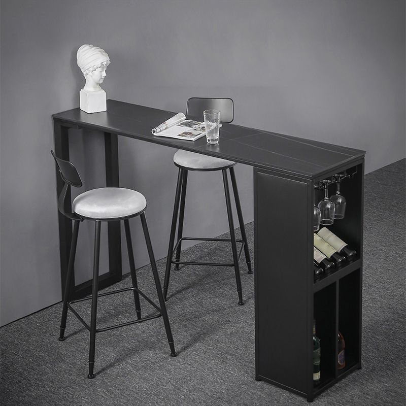 Industrial Style Rectangle Bar Table 42-inch Height Iron Pedestal Bistro Table Clearhalo 'Bar Furniture' 'Bar Tables' 'bar_tables' 'furn' 'furn_bar_tables' 'Furniture' 'furniture_bar_tables' 'Kitchen & Dining Furniture' 1200x1200_b088d877-f681-421a-aa67-c72ba6ecf078