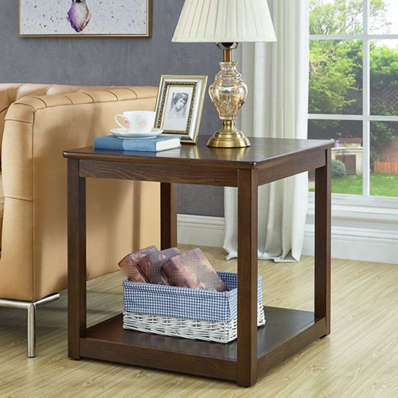 Table d'appoint de canapé en bois carré table à double niveau pour le salon
