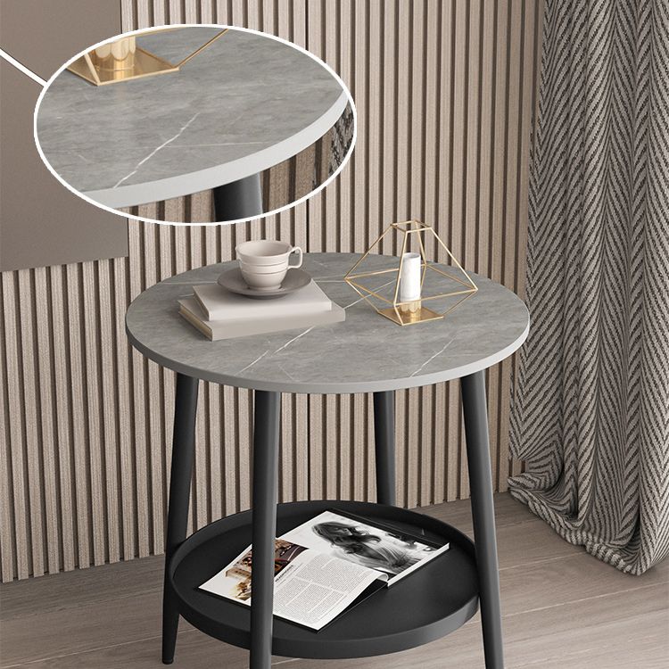 4 Legs Round Side Table Modern  Slate Sofa Corner Table with Storage