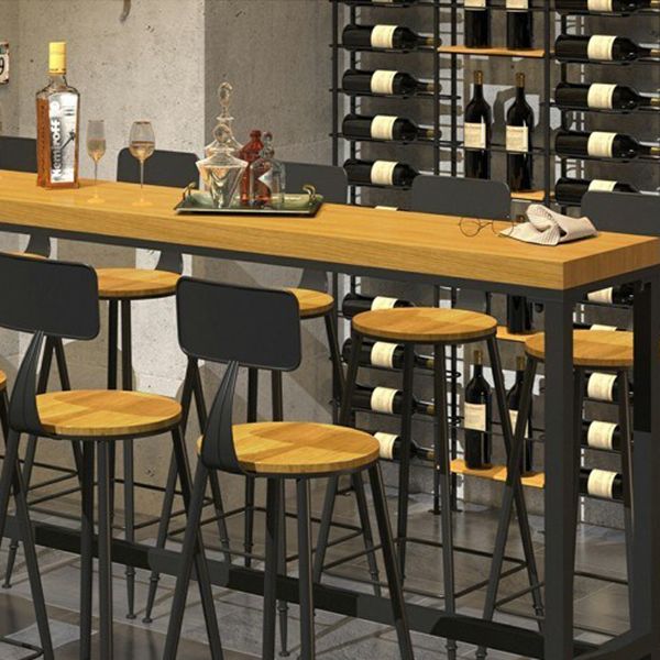 Industrial 1/6/11 Pieces Bar Table Set Rectangle Wood Counter Table with Stools for Cafe Clearhalo 'Bar Furniture' 'furn' 'furn_home_bar_bar_sets' 'Furniture' 'Home Bars & Bar Sets' 'home_bar_bar_sets' 'Kitchen & Dining Furniture' 1200x1200_b08b3a7b-ee7e-45fc-9358-f0969f37924b