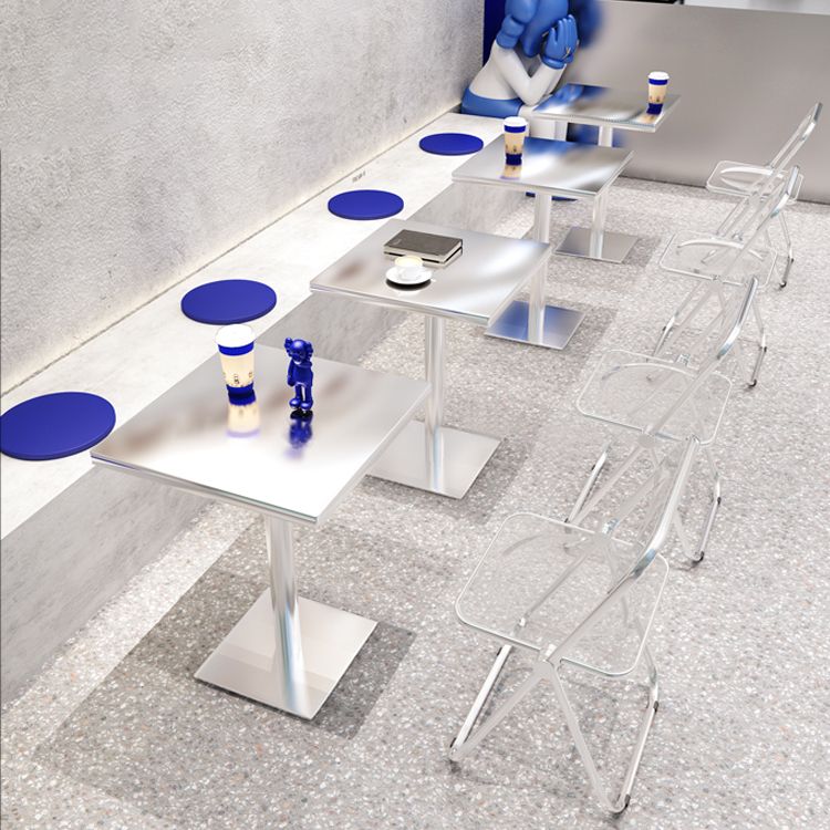 Industrial Style Dinner Table Stainless Steel Dining Site Table for Home Clearhalo ' dining_table' 'Dining Tables & Seating' 'Dining Tables' 'furn' 'furn_dining_table' 'Furniture' 'furniture_dining_table' 'Kitchen & Dining Furniture' 'kitchen&dining_furn' 'kitchen' 'kitchen_dining_table' 1200x1200_b08b4cdd-6721-40b5-8896-f5fa71fda01c