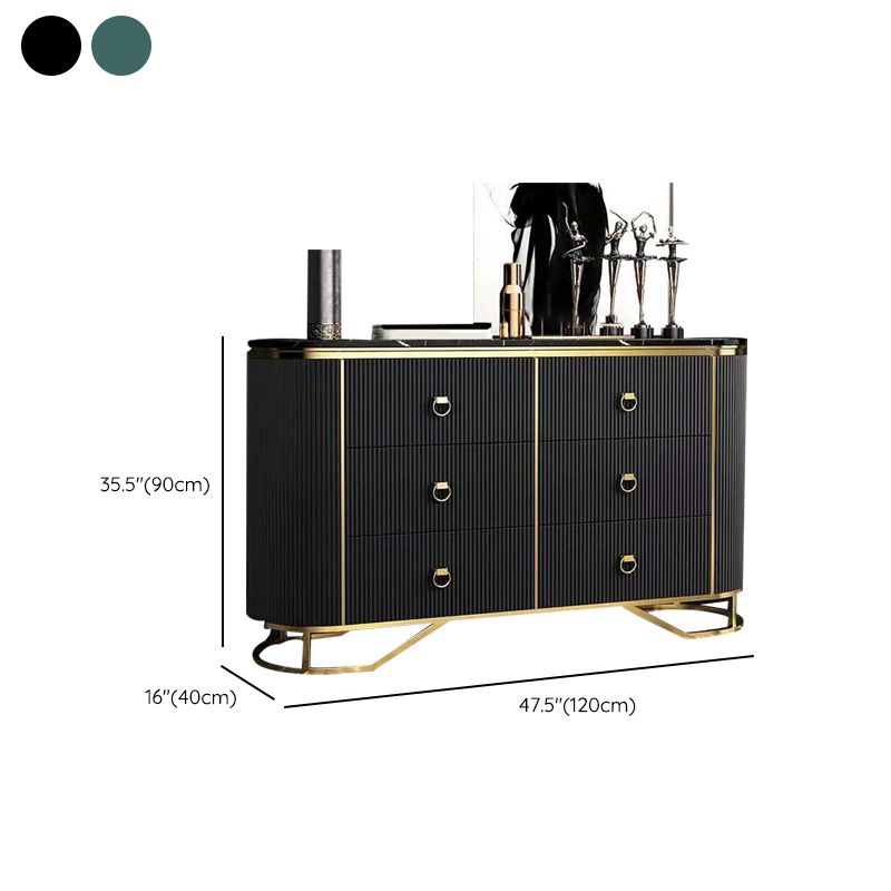 Commode en pierre de coffre de rangement Glam classique de 15,6 pouces de largeur avec 6 tiroirs