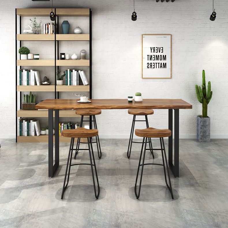 Modern Rectangle Solid Wood Bar Table Set 1/5/6 Pieces Counter Table with Backless Stools Clearhalo 'Bar Furniture' 'furn' 'furn_home_bar_bar_sets' 'Furniture' 'Home Bars & Bar Sets' 'home_bar_bar_sets' 'Kitchen & Dining Furniture' 1200x1200_b08e8398-23be-4f5b-bd27-51aa53bf4836