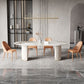 Glam Oval Dining Table Stone Top Dining Table with Double Pedestal in White Clearhalo 'Dining Tables & Seating' 'Dining Tables' 'dining_table' 'furn' 'furn_dining_table' 'Furniture' 'Kitchen & Dining Furniture' 1200x1200_b08fc85a-3797-4796-9f2a-158351ad864f