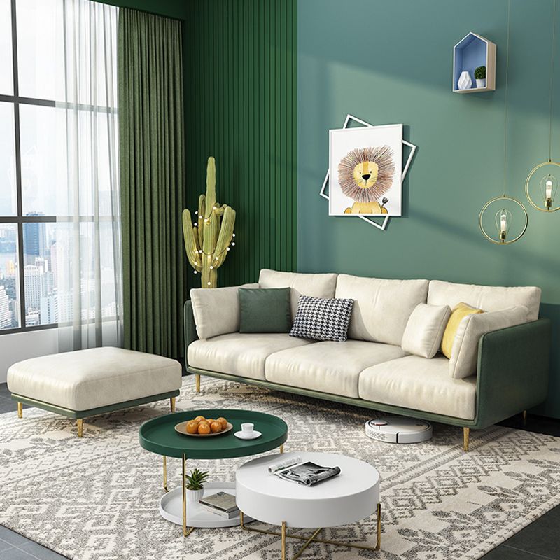 Imitation Leather Sofa with Pillow Back Square Armrest Latex Seat Filled with Wood Clearhalo 'Furniture' 'furniture_sofas' 'kitchen' 'kitchen_sofas' 'Living Room Furniture' 'Sofa' 'sofas' 1200x1200_b08fe442-ba59-446f-ab09-e41984aa2922