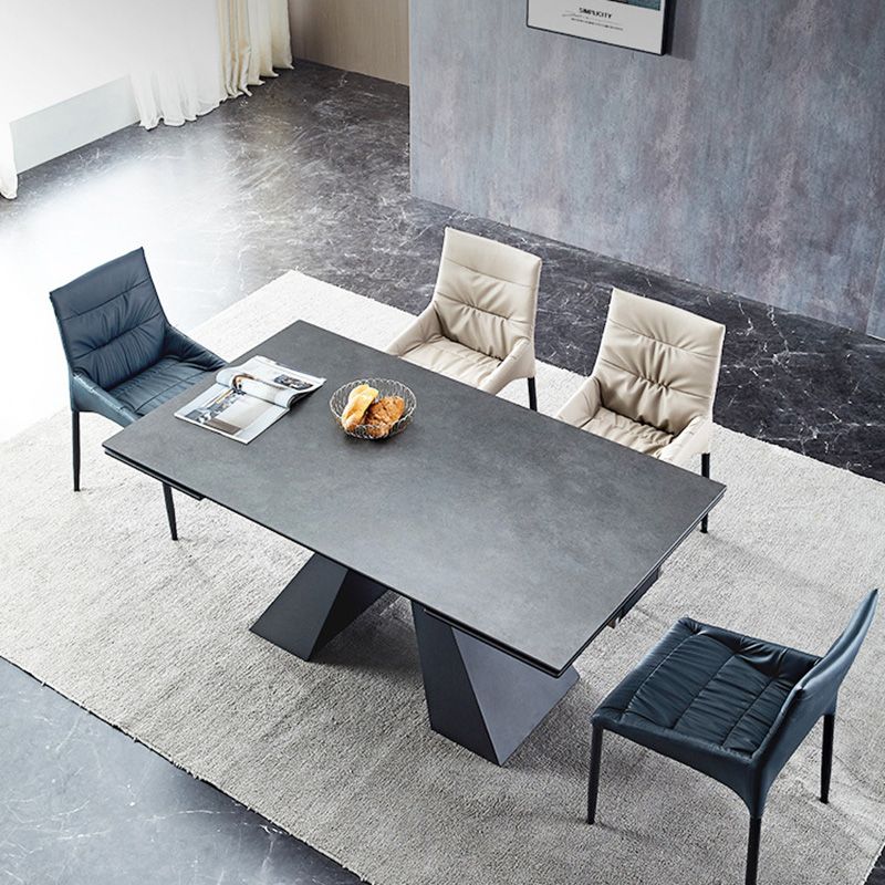 Modern Sintered Stone Extendable Dining Table Set Rectangle Home Dining Set Clearhalo 'Dining Room Sets' 'Dining Tables & Seating' 'dining_room_set' 'furn' 'furn_dining_room_set' 'Furniture' 'furniture_dining_room_set' 'Kitchen & Dining Furniture' 'kitchen&dining_furn' 'kitchen' 1200x1200_b093c849-f244-47d6-b45b-7724bc01c710