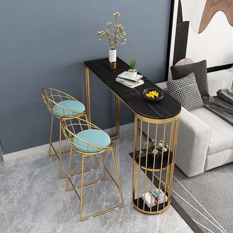 Tavolo da bar in stile glam in pietra doppia piedistallo tavolo da vino con deposito