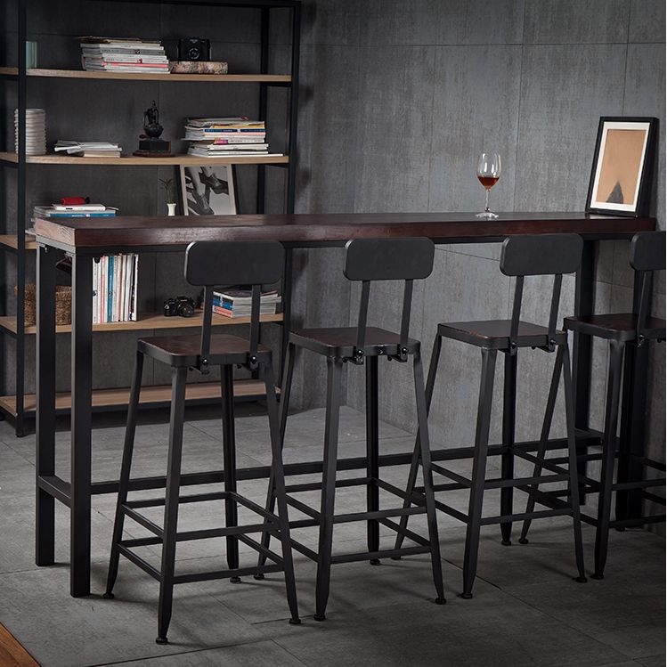 Industrial Rectangle Solid Wood Bar Table Set 1/5 Pieces Counter Table with High Stools Clearhalo 'Bar Furniture' 'furn' 'furn_home_bar_bar_sets' 'Furniture' 'Home Bars & Bar Sets' 'home_bar_bar_sets' 'Kitchen & Dining Furniture' 1200x1200_b0940398-54a5-4988-8374-f4c77ff1593e