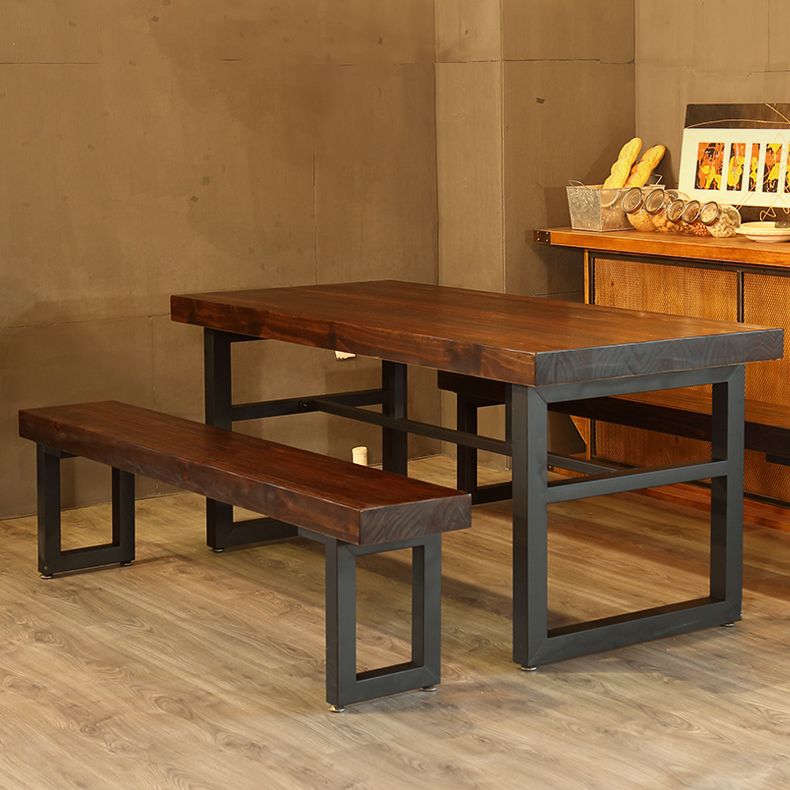 Industrial Style Solid Wood Dining Table Brown Rectangle Table with Trestle Base for Dinning Room Clearhalo ' dining_table' 'Dining Tables & Seating' 'Dining Tables' 'furn' 'furn_dining_table' 'Furniture' 'furniture_dining_table' 'Kitchen & Dining Furniture' 'kitchen&dining_furn' 'kitchen' 'kitchen_dining_table' 1200x1200_b094f549-b1ea-49cd-9d21-8aa549700c72