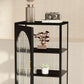 Glam -dressoir met glazen deur keukenserver met metalen frame