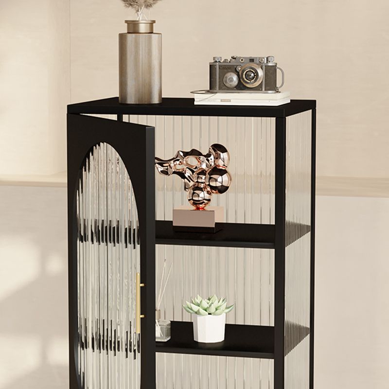 Glam -dressoir met glazen deur keukenserver met metalen frame
