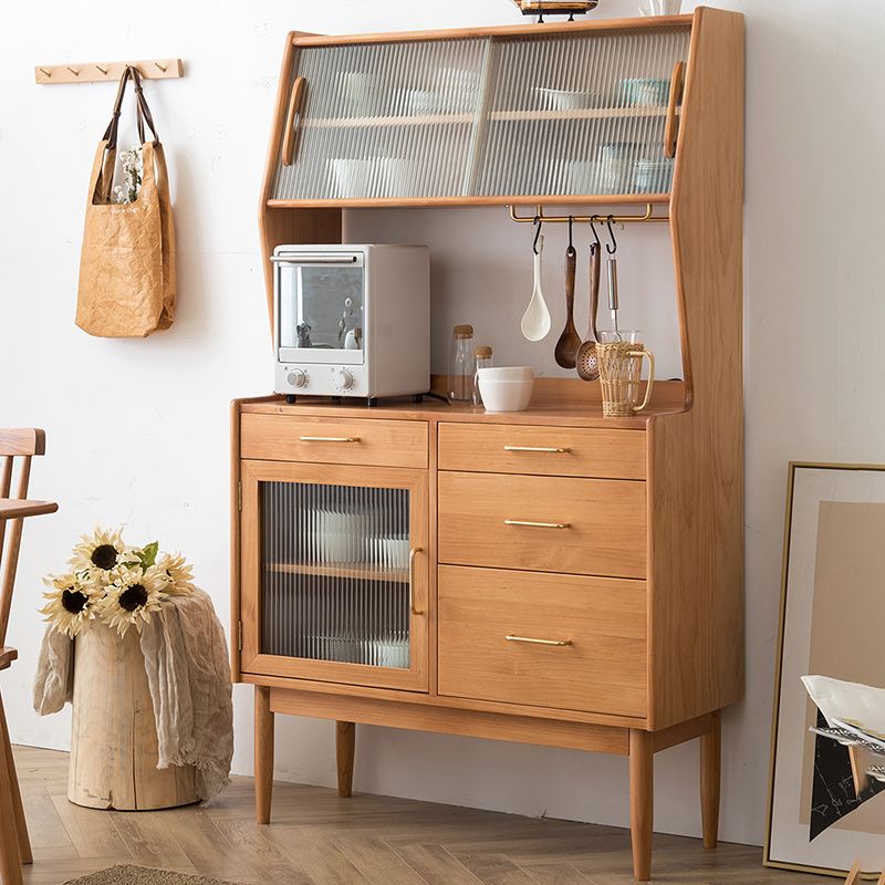 Nordic Style Pine Wood Storage Sideboard Cabinet with Glass Doors Clearhalo 'buffet_sideboard' 'Buffets & Sideboards' 'furn' 'furn_buffet_sideboard' 'Furniture' 'Kitchen & Dining Furniture' 1200x1200_b0961471-35ac-457e-b6cc-c6c7af13a682