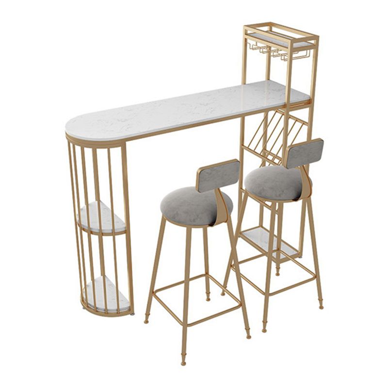 Glam Wine Rack Pub Height Dining Table Double Pedestal Cafe and Break-room Bar Table Clearhalo 'Bar Furniture' 'Bar Tables' 'bar_tables' 'furn' 'furn_bar_tables' 'Furniture' 'furniture_bar_tables' 'Kitchen & Dining Furniture' 1200x1200_b097ea16-3921-4c71-8e63-9873b7d27b52