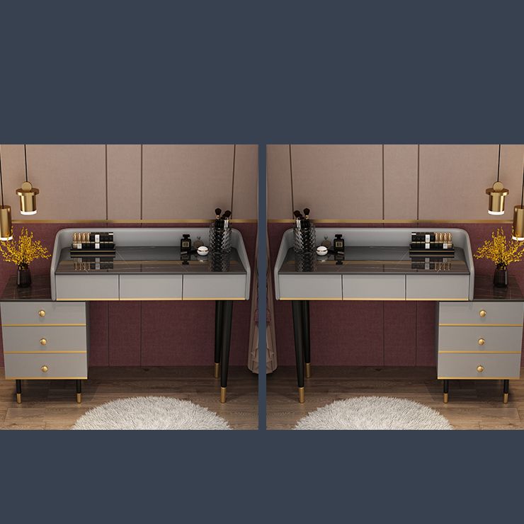 Glam Vanity Table Stone Top 15.75" W Makeup Desk with Drawers Clearhalo 'Bedroom Furniture' 'furn' 'furn_makeup_vanities' 'Furniture' 'Makeup Vanities' 'makeup_vanities' 1200x1200_b097f4fd-24e4-49ea-bcf9-79bf67755be0