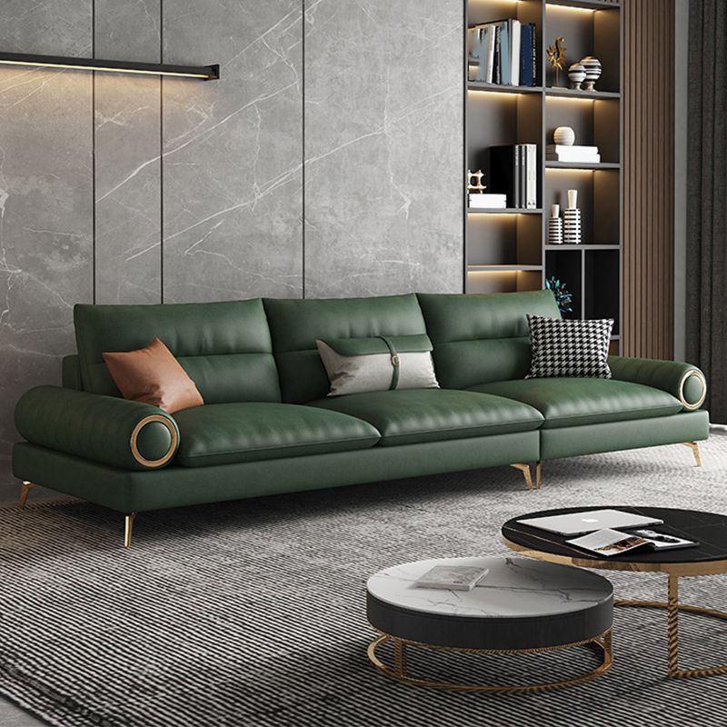 Divano a braccio arrotolato contemporaneo in finta pelle con divano standard con cuscino cucito