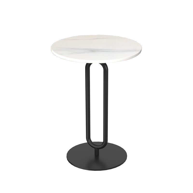 Tavolino rotondo bianco/nero in metallo in metallo in stile moderno