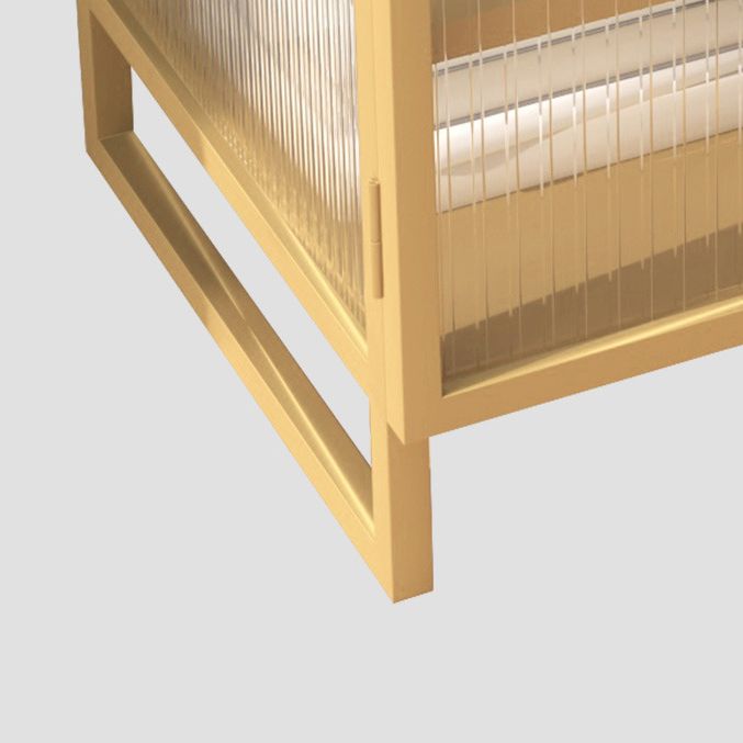 Mesa de nocturna de vidrio nocturno de metal contemporáneo con 1 puerta, 21.7 "de alto