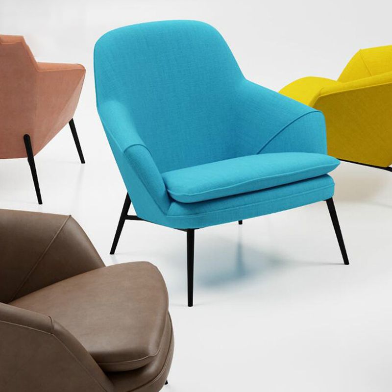 Mid-century Faux Leather ArmChair Fixed Back Flared Arms Chair Clearhalo 'Accent Chairs' 'accent_chairs' 'Chairs & Seating' 'furn' 'furn_accent_chairs' 'Furniture' 'Living Room Furniture' 1200x1200_b09aa12a-c915-4a51-acf6-43d359916c26