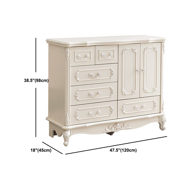 38.58"/49.21" Tall White Wooden Cabinet, Rectangle Accent Cabinet with Drawers Clearhalo 'Cabinets & Chests' 'cabinets_chests' 'furn' 'furn_cabinets_chests' 'Furniture' 'Living Room Furniture' 1200x1200_b09c7557-7575-4e5b-ae30-2bb1af5dd043