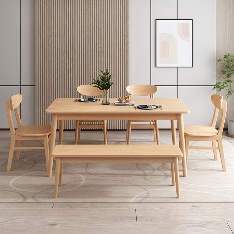 Table à manger rectangulaire en bois massif d'hévéa, pour la cuisine