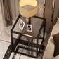 23.6" Tall Modern Square Glass Top Side Table Metal Frame End Table