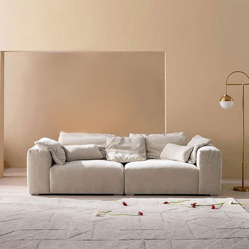 Creamy-White Contemporary Microsuede Tuxedo Arm Sofa for Living Room, Apartment Clearhalo 'furn' 'furn_sofas' 'Furniture' 'furniture_sofas' 'Living Room Furniture' 'Sofa' 'sofas' 1200x1200_b0a0ff28-6aeb-4608-bdb1-d83721f33a01