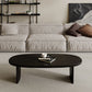 Solid Wood Single Coffee Table Modern Oval Cocktail Table with 2 Legs