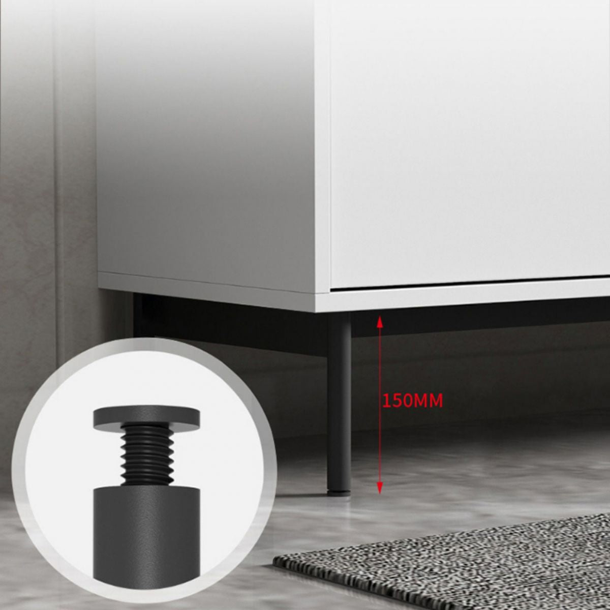 Server di legno ingegnerizzato bianco server contemporaneo con cassetti e porte