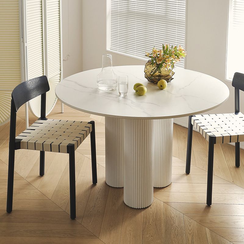 Modern Dining Table Stone and Metal Three Pedestal Dining Table for Living Room Clearhalo 'Dining Tables & Seating' 'Dining Tables' 'dining_table' 'furn' 'furn_dining_table' 'Furniture' 'furniture_dining_table' 'Kitchen & Dining Furniture' 'kitchen' 'kitchen_dining_table' 1200x1200_b0a576d9-2cb4-4ae2-952b-269ed433ccac