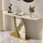 Glam Gold Scratch Resistant Half Moon Slate Pedestal Console