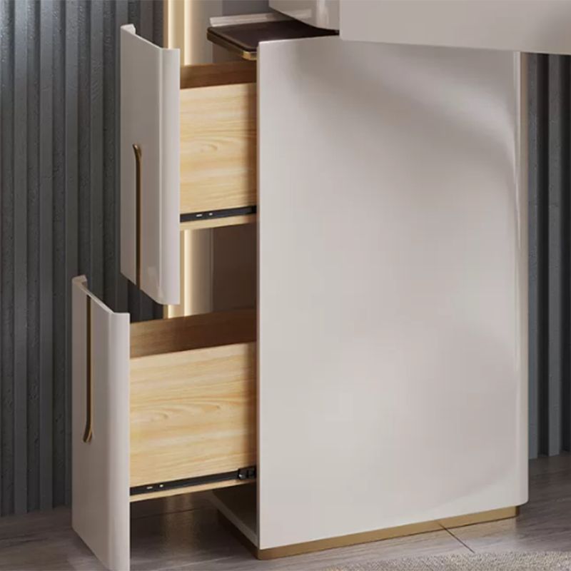 Contemporary Makeup Vanity Desk Table 3 Drawer Glass Top Dressing Table Clearhalo 'Bedroom Furniture' 'furn' 'furn_makeup_vanities' 'Furniture' 'Makeup Vanities' 'makeup_vanities' 1200x1200_b0a6212d-67fa-4670-ae41-65104c7e157f