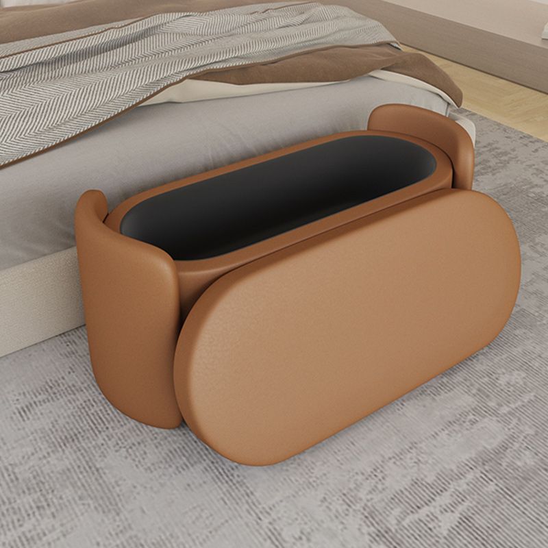 Modern Flip Top Bench Faux Leather Solid Color Bench for Bedroom Clearhalo 'Benches' 'Chairs & Seating' 'furn' 'furn_benches' 'Furniture' 'Living Room Furniture' 1200x1200_b0a724e6-e5f4-4bf2-8f45-794f9a9892cb