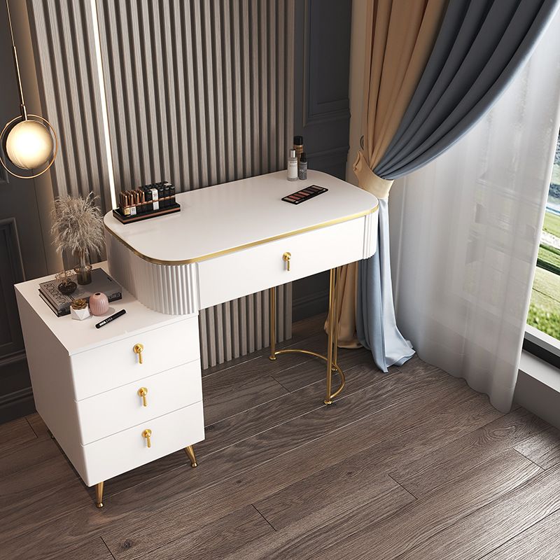 Glam houten frame make -up ijdelheid lade ijdelheid in wit voor slaapkamer