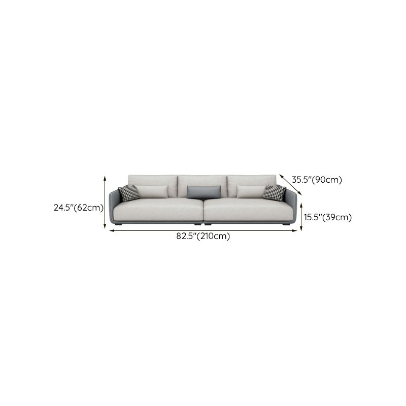 Modern White Pillows Square Arm Living Room Faux Leather Seating