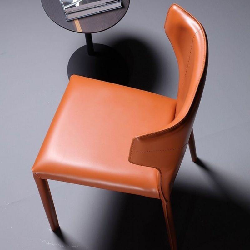 Silla de comedor de cuero de estilo moderno silla sin brazo
