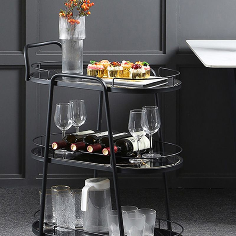 Contemporary Style Oval Prep Table Rolling Metal Prep Table for Kitchen Clearhalo 'furn' 'furn_kitchen_islands_carts' 'Furniture' 'Kitchen & Dining Furniture' 'Kitchen Islands & Carts' 'kitchen_islands_carts' 1200x1200_b0aa56eb-f2b3-4589-bfe7-4afc98269467