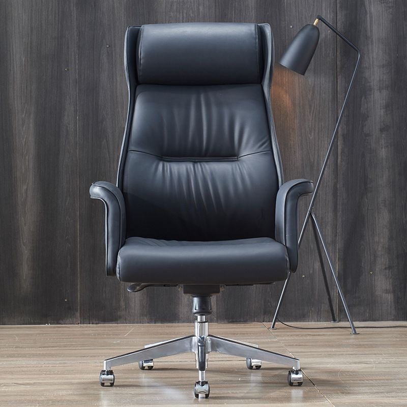24" Wide Contemporary Managers Chair Black Leather Executive Chair Clearhalo 'furn' 'furn_office_chair' 'Furniture' 'Office Chairs' 'Office Furniture' 'office_chair' 1200x1200_b0aaf80b-4581-4603-9d5e-c61d8326240a