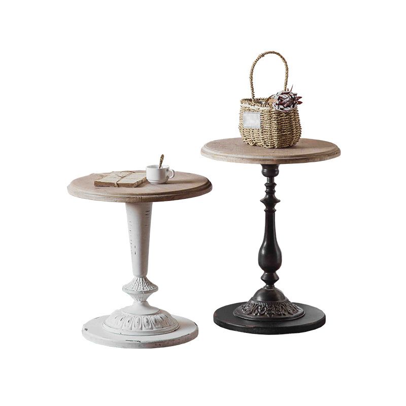 Round Pedestal Side Table French Rustic Side End Snack Table Clearhalo 'Coffee & Accent Tables' 'End & Side Tables' 'end_side_tables' 'furn' 'furn_end_side_tables' 'Furniture' 'Living Room Furniture' 1200x1200_b0ab8233-597d-44ff-b758-0f5040b6a434