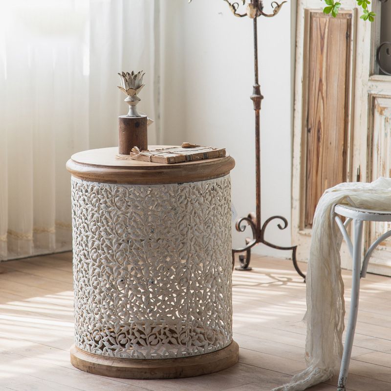 Tavolo da tavolo da tavolo in metallo in metallo in legno in legno massiccio tavolo da tamburo per soggiorno per soggiorno