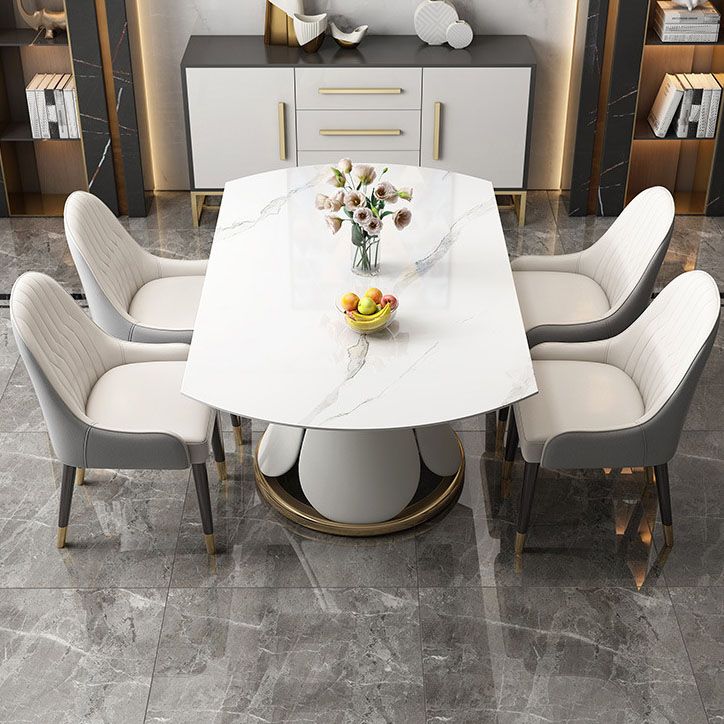 Metal Dining Table Extendable Pedestal Dining Table for Kitchen