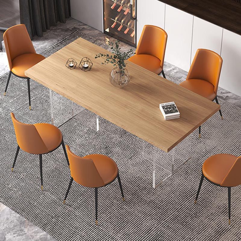 Contemporary Natural Wood Table Home Rectangle Dining Table with Double Pedestal Clearhalo 'Dining Tables & Seating' 'Dining Tables' 'dining_table' 'furn' 'furn_dining_table' 'Furniture' 'furniture_dining_table' 'Kitchen & Dining Furniture' 'kitchen' 'kitchen_dining_table' 1200x1200_b0ac3dfe-a445-434a-b730-98b9686eecc1