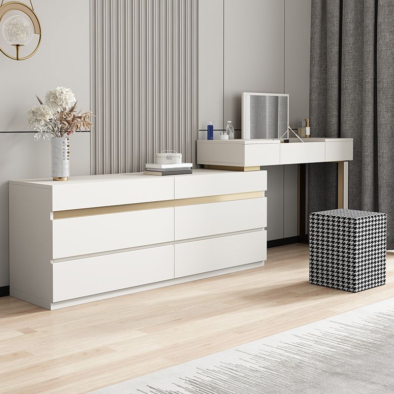 Tavolo da toeletta da toeletta moderno a 3 pezzi con 6 cassetti