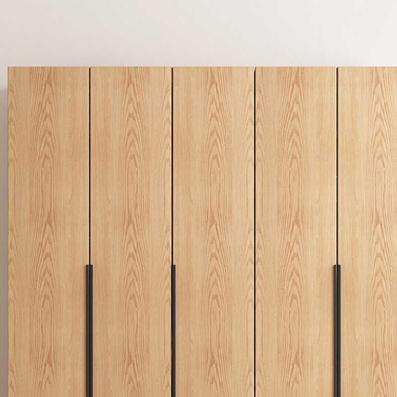 Zeitgenössische freistehende natürliche Garderobe Eiche Massivholzgarderobe mit Regalen