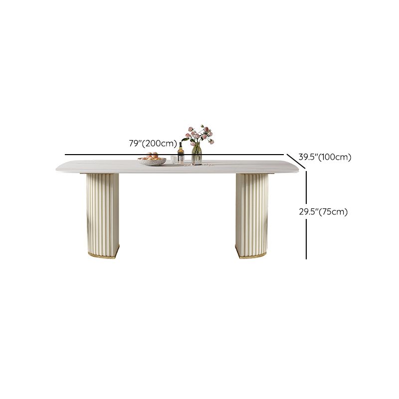 Ensemble de glamour blanc pour salle à manger 1/4/5/7 pièces en pierre table table