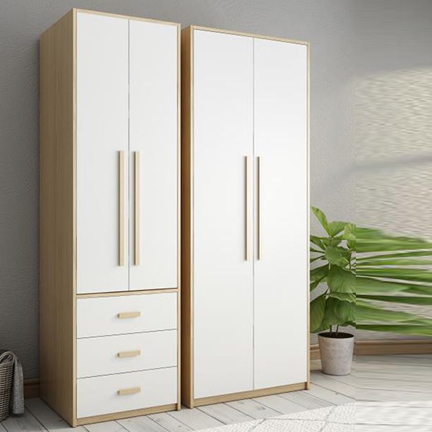 Hinged Wardrobe Armoire with Garment Rod Modern Wardrobe Cabinet for Home