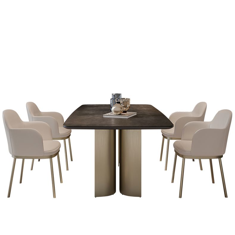 Nordic Glam Sintered Stone Rectangle Table Set 1/4/5/7 Pieces Dining Set Clearhalo 'Dining Room Sets' 'Dining Tables & Seating' 'dining_room_set' 'furn' 'furn_dining_room_set' 'Furniture' 'Kitchen & Dining Furniture' 1200x1200_b0b27959-fbf4-46d2-85b6-9dab3075cc7e